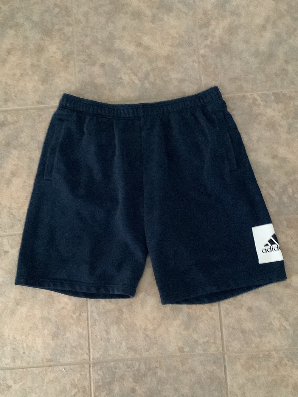 adidas Navy Blue Athletic Shorts with Logo Patch
